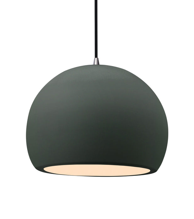 Justice Designs - CER-6535-PWGN-NCKL-BKCD - One Light Pendant - Radiance - Pewter Green