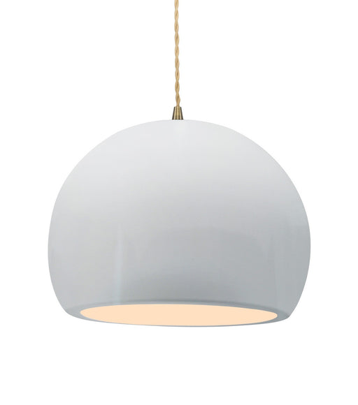 Justice Designs - CER-6535-WHT-ABRS-BEIG-TWST - One Light Pendant - Radiance - Gloss White