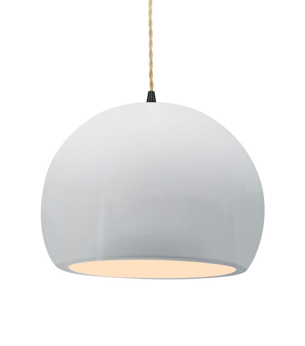 Justice Designs - CER-6535-WHT-MBLK-BEIG-TWST - One Light Pendant - Radiance - Gloss White