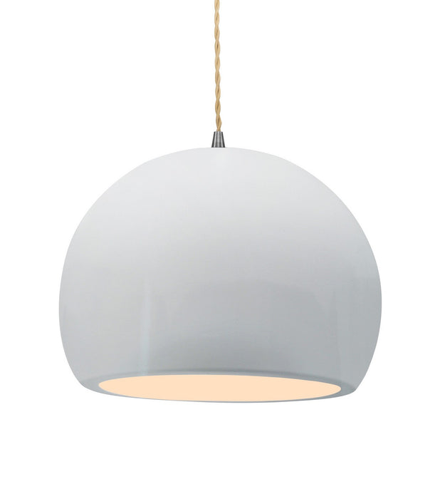 Justice Designs - CER-6535-WHT-NCKL-BEIG-TWST - One Light Pendant - Radiance - Gloss White