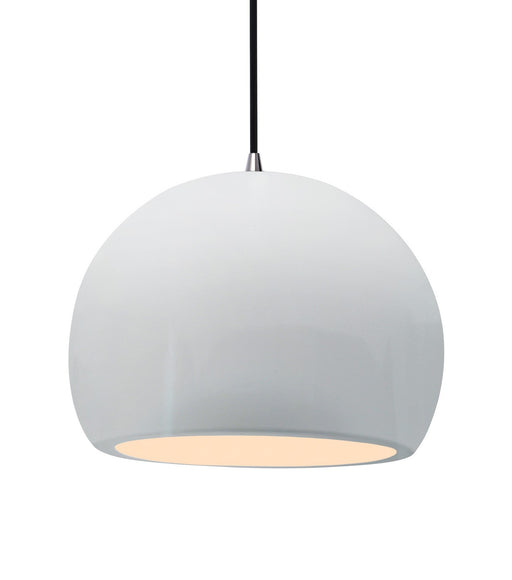 Justice Designs - CER-6535-WHT-NCKL-BKCD - One Light Pendant - Radiance - Gloss White