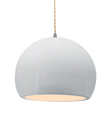 Radiance One Light Pendant Gloss White (outside and inside of fixture)