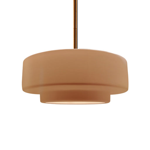 Justice Designs - CER-6543-ADOB-BRSS-RIGID - One Light Pendant - Radiance - Adobe