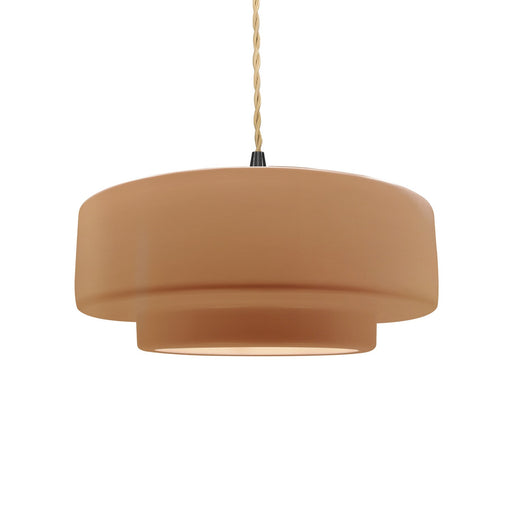 Justice Designs - CER-6543-ADOB-MBLK-BEIG-TWST - One Light Pendant - Radiance - Adobe