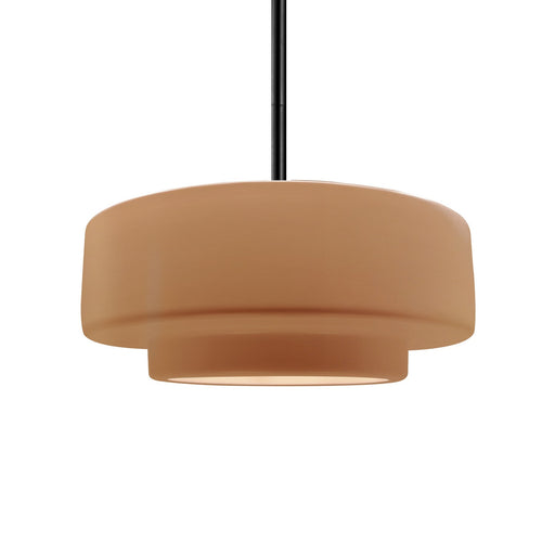 Justice Designs - CER-6543-ADOB-MBLK-RIGID - One Light Pendant - Radiance - Adobe