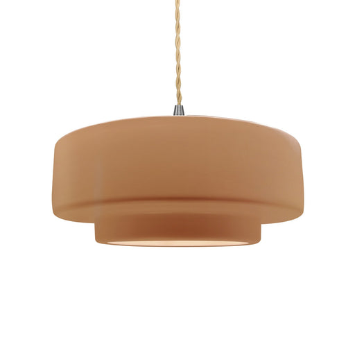 Justice Designs - CER-6543-ADOB-NCKL-BEIG-TWST - One Light Pendant - Radiance - Adobe