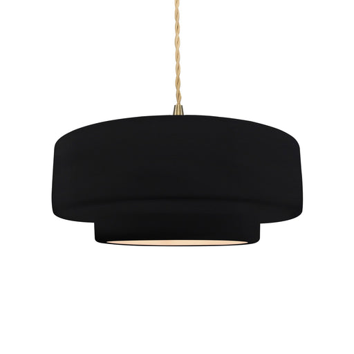 Justice Designs - CER-6543-BKMT-BRSS-BEIG-TWST - One Light Pendant - Radiance - Gloss Black w/ Matte White