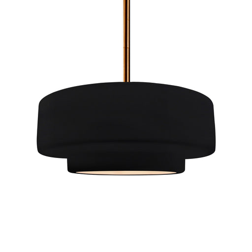 Justice Designs - CER-6543-BKMT-BRSS-RIGID - One Light Pendant - Radiance - Gloss Black w/ Matte White