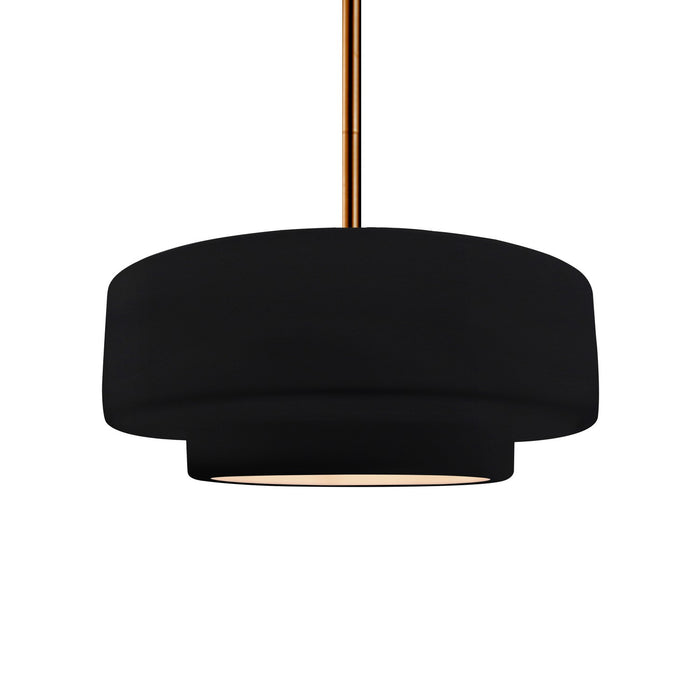 Justice Designs - CER-6543-BKMT-BRSS-RIGID - One Light Pendant - Radiance - Gloss Black w/ Matte White