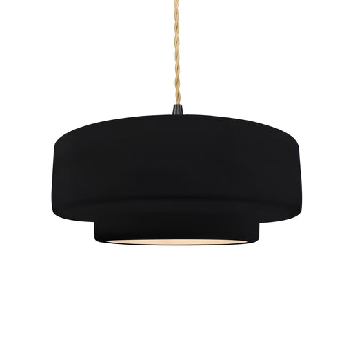 Justice Designs - CER-6543-BKMT-MBLK-BEIG-TWST - One Light Pendant - Radiance - Gloss Black w/ Matte White