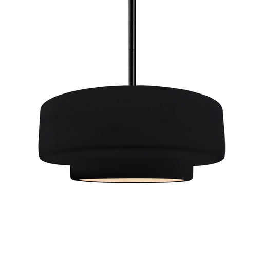 Justice Designs - CER-6543-BKMT-MBLK-RIGID - One Light Pendant - Radiance - Gloss Black w/ Matte White