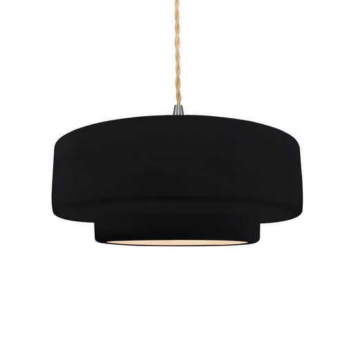 Justice Designs - CER-6543-BKMT-NCKL-BEIG-TWST - One Light Pendant - Radiance - Gloss Black w/ Matte White