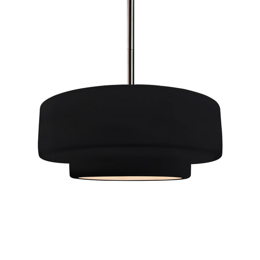 Justice Designs - CER-6543-BKMT-NCKL-RIGID - One Light Pendant - Radiance - Gloss Black w/ Matte White