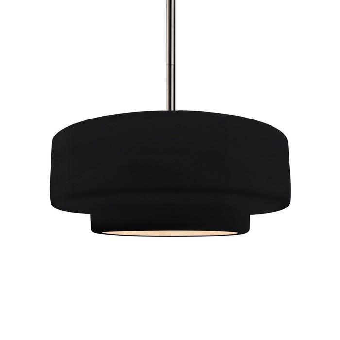 Justice Designs - CER-6543-BKMT-NCKL-RIGID - One Light Pendant - Radiance - Gloss Black w/ Matte White