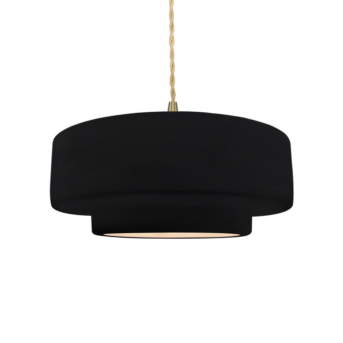 Justice Designs - CER-6543-BLK-BRSS-BEIG-TWST - One Light Pendant - Radiance - Gloss Black