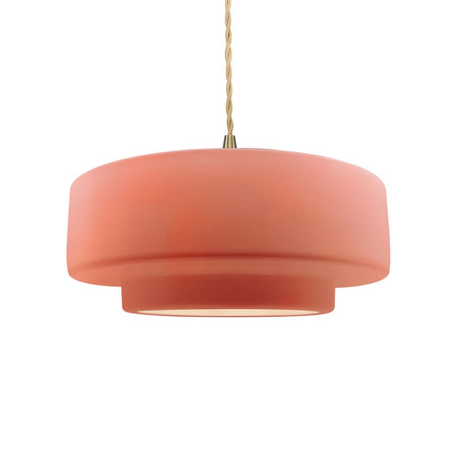 Justice Designs - CER-6543-BSH-BRSS-BEIG-TWST - One Light Pendant - Radiance - Gloss Blush