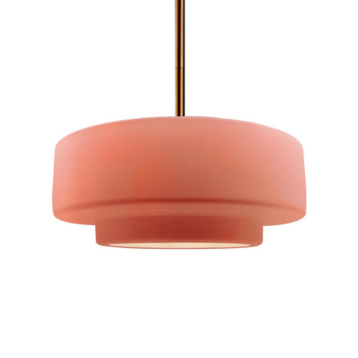 Justice Designs - CER-6543-BSH-BRSS-RIGID - One Light Pendant - Radiance - Gloss Blush