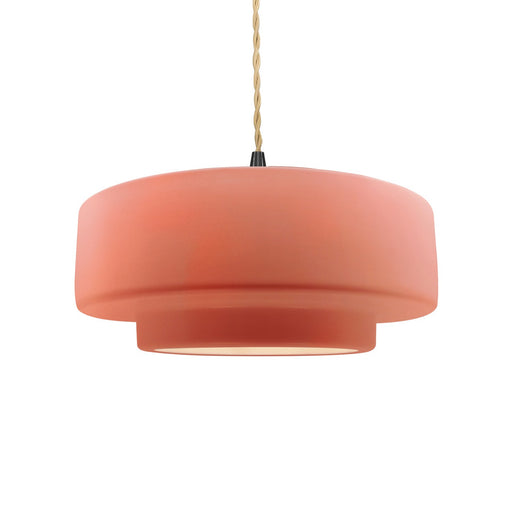 Justice Designs - CER-6543-BSH-MBLK-BEIG-TWST - One Light Pendant - Radiance - Gloss Blush