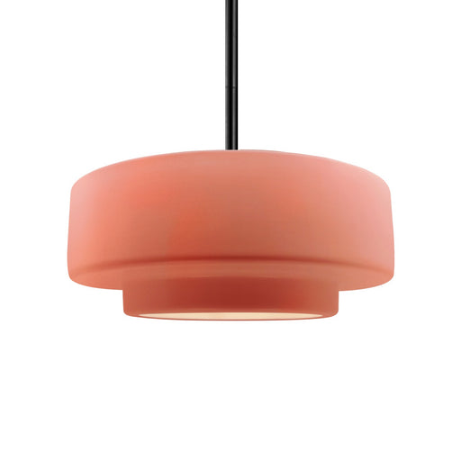 Justice Designs - CER-6543-BSH-MBLK-RIGID - One Light Pendant - Radiance - Gloss Blush