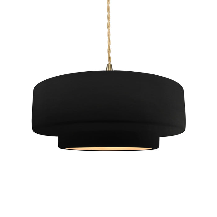 Justice Designs - CER-6543-CBGD-BRSS-BEIG-TWST - One Light Pendant - Radiance - Carbon Matte Black w/ Champagne Gold