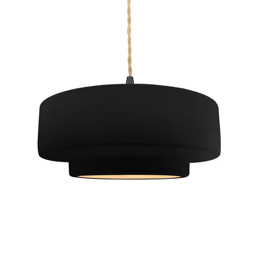 Justice Designs - CER-6543-CBGD-MBLK-BEIG-TWST - One Light Pendant - Radiance - Carbon Matte Black w/ Champagne Gold