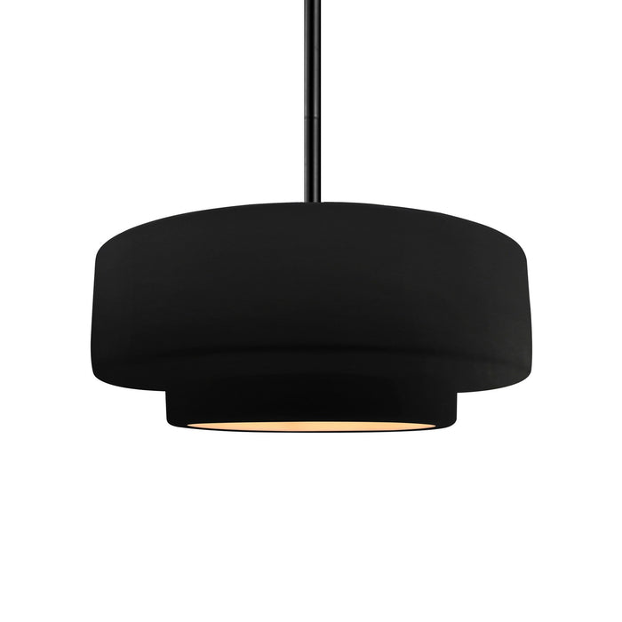 Justice Designs - CER-6543-CBGD-MBLK-RIGID - One Light Pendant - Radiance - Carbon Matte Black w/ Champagne Gold