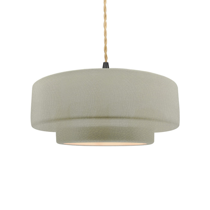 Justice Designs - CER-6543-CKC-MBLK-BEIG-TWST - One Light Pendant - Radiance - Celadon Green Crackle