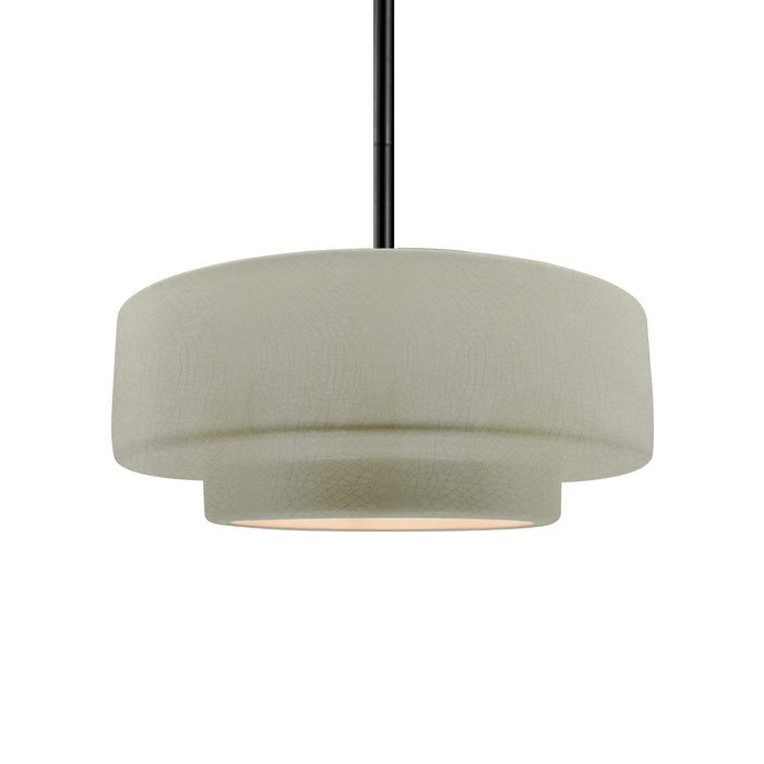 Justice Designs - CER-6543-CKC-MBLK-RIGID - One Light Pendant - Radiance - Celadon Green Crackle