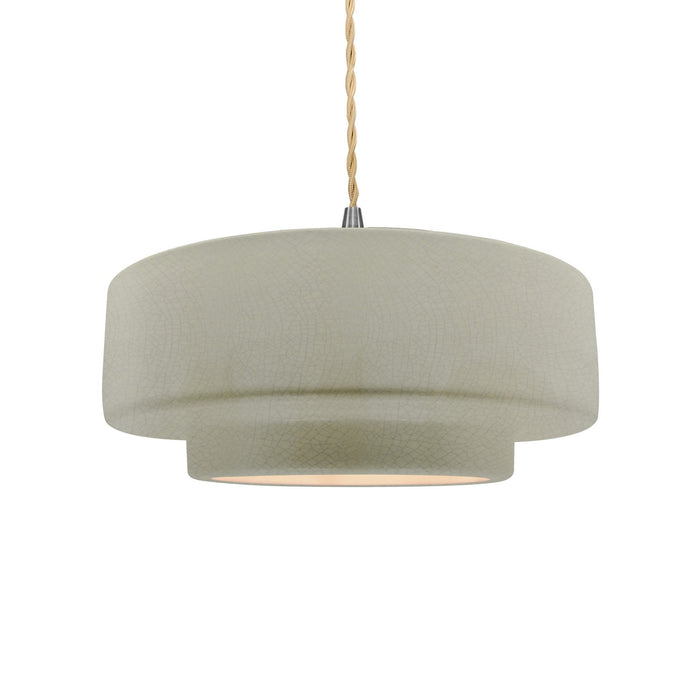 Justice Designs - CER-6543-CKC-NCKL-BEIG-TWST - One Light Pendant - Radiance - Celadon Green Crackle