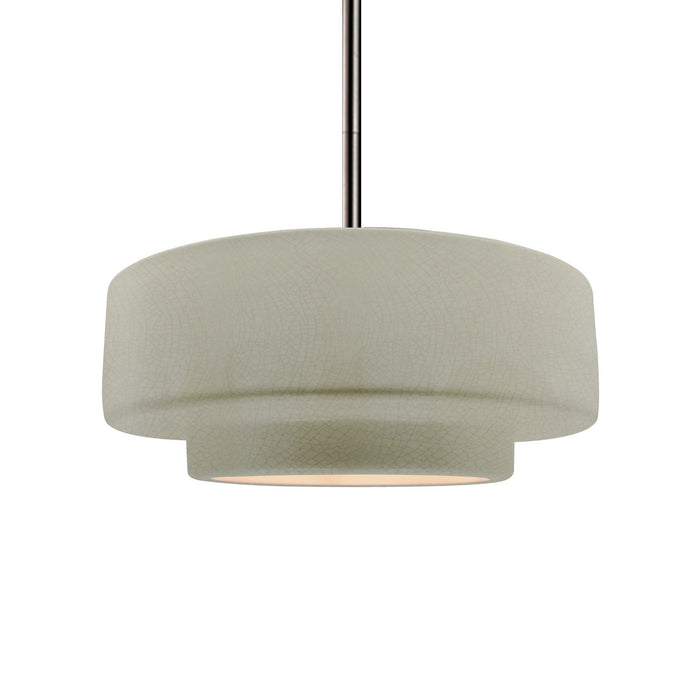 Justice Designs - CER-6543-CKC-NCKL-RIGID - One Light Pendant - Radiance - Celadon Green Crackle