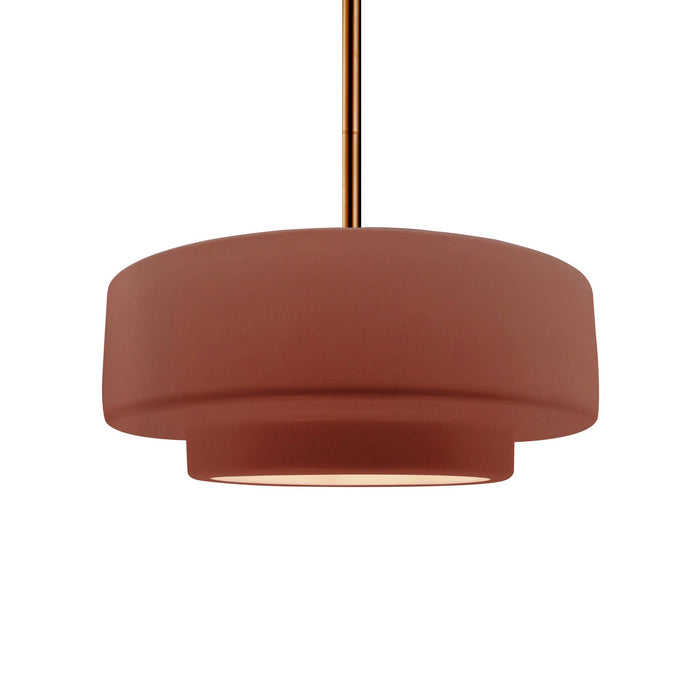 Justice Designs - CER-6543-CLAY-BRSS-RIGID - One Light Pendant - Radiance - Canyon Clay