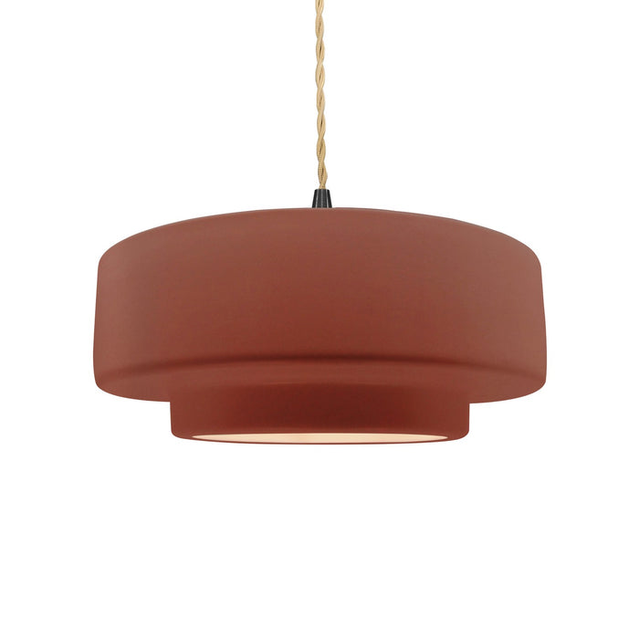 Justice Designs - CER-6543-CLAY-MBLK-BEIG-TWST - One Light Pendant - Radiance - Canyon Clay