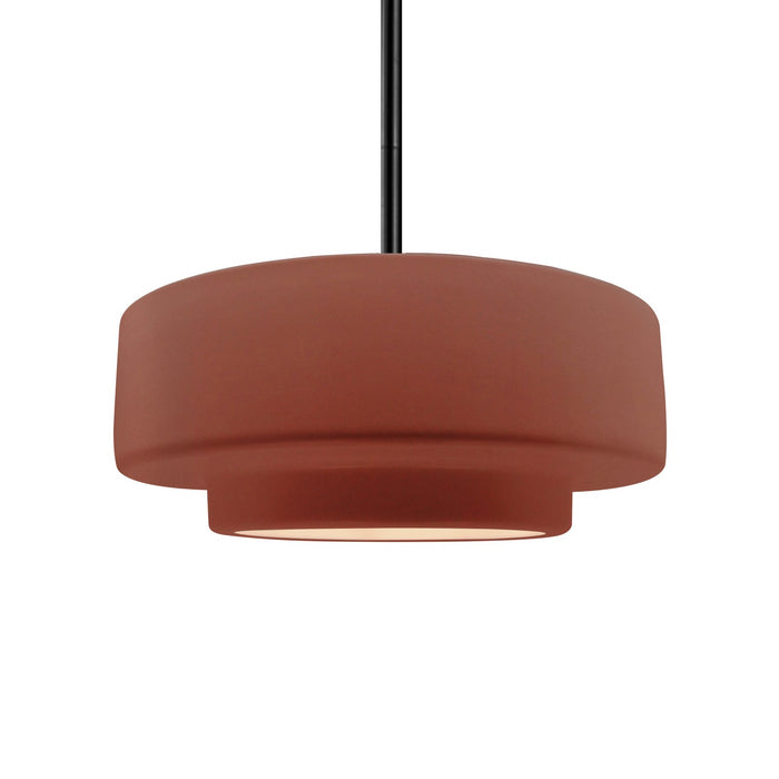 Justice Designs - CER-6543-CLAY-MBLK-RIGID - One Light Pendant - Radiance - Canyon Clay