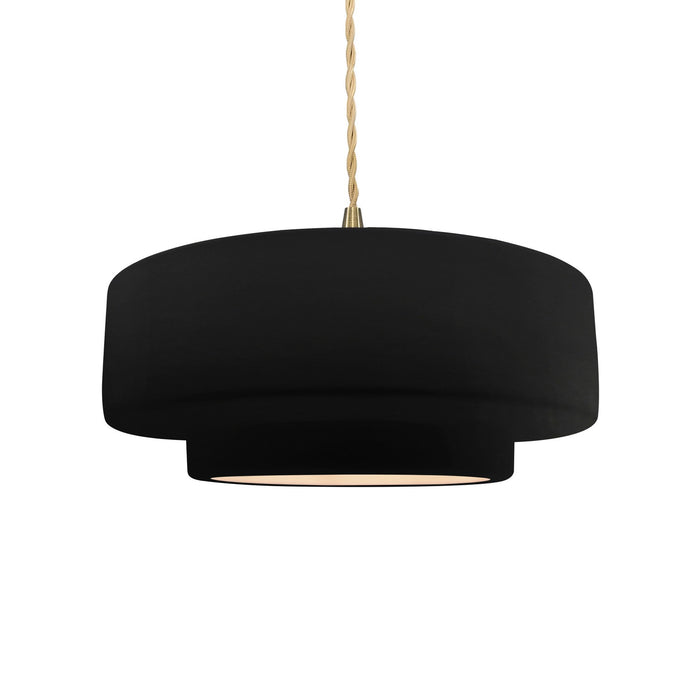 Justice Designs - CER-6543-CRB-BRSS-BEIG-TWST - One Light Pendant - Radiance - Carbon - Matte Black