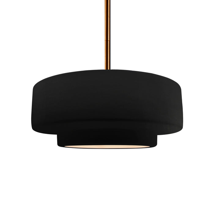 Justice Designs - CER-6543-CRB-BRSS-RIGID - One Light Pendant - Radiance - Carbon - Matte Black