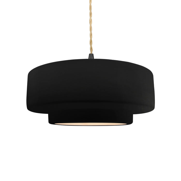 Justice Designs - CER-6543-CRB-MBLK-BEIG-TWST - One Light Pendant - Radiance - Carbon - Matte Black