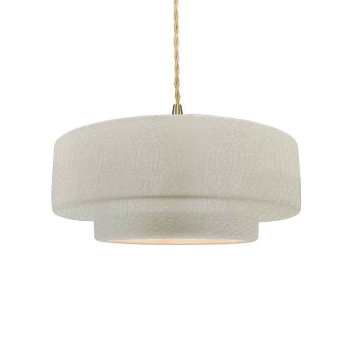 Justice Designs - CER-6543-CRK-BRSS-BEIG-TWST - One Light Pendant - Radiance - White Crackle