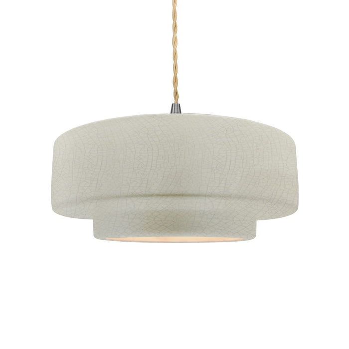 Justice Designs - CER-6543-CRK-NCKL-BEIG-TWST - One Light Pendant - Radiance - White Crackle