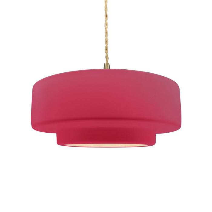 Justice Designs - CER-6543-CRSE-BRSS-BEIG-TWST - One Light Pendant - Radiance - Cerise