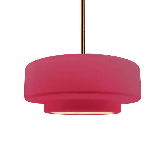 Justice Designs - CER-6543-CRSE-BRSS-RIGID - One Light Pendant - Radiance - Cerise