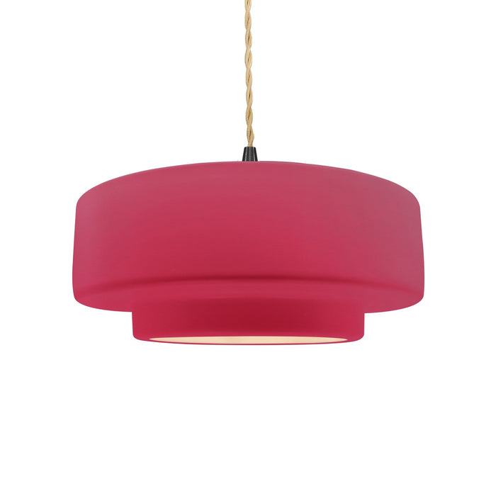 Justice Designs - CER-6543-CRSE-MBLK-BEIG-TWST - One Light Pendant - Radiance - Cerise
