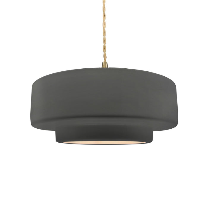 Justice Designs - CER-6543-GRY-BRSS-BEIG-TWST - One Light Pendant - Radiance - Gloss Grey
