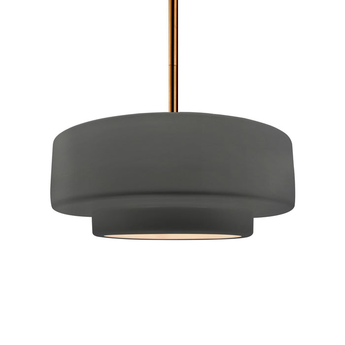 Justice Designs - CER-6543-GRY-BRSS-RIGID - One Light Pendant - Radiance - Gloss Grey