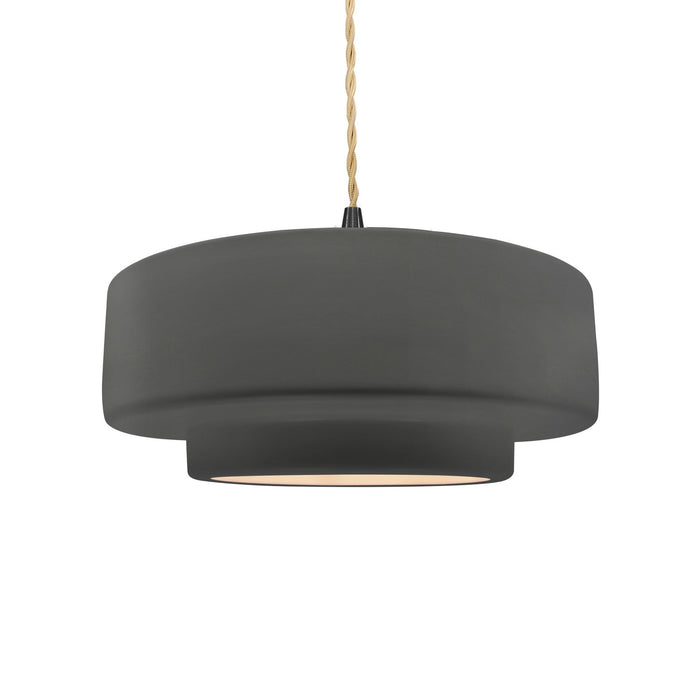 Justice Designs - CER-6543-GRY-MBLK-BEIG-TWST - One Light Pendant - Radiance - Gloss Grey