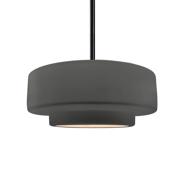 Justice Designs - CER-6543-GRY-MBLK-RIGID - One Light Pendant - Radiance - Gloss Grey