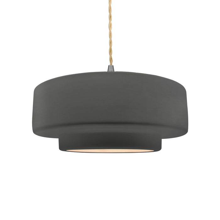 Justice Designs - CER-6543-GRY-NCKL-BEIG-TWST - One Light Pendant - Radiance - Gloss Grey