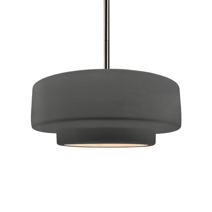 Justice Designs - CER-6543-GRY-NCKL-RIGID - One Light Pendant - Radiance - Gloss Grey