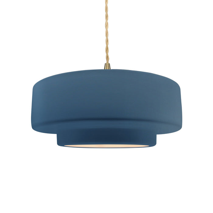 Justice Designs - CER-6543-MDMT-BRSS-BEIG-TWST - One Light Pendant - Radiance - Midnight Sky w/ Matte White