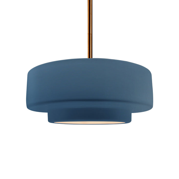 Justice Designs - CER-6543-MDMT-BRSS-RIGID - One Light Pendant - Radiance - Midnight Sky w/ Matte White
