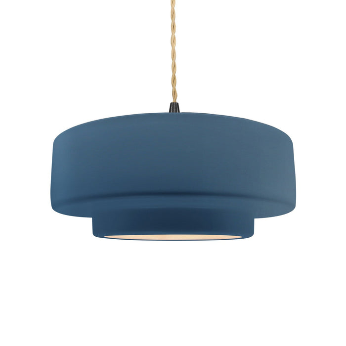 Justice Designs - CER-6543-MDMT-MBLK-BEIG-TWST - One Light Pendant - Radiance - Midnight Sky w/ Matte White